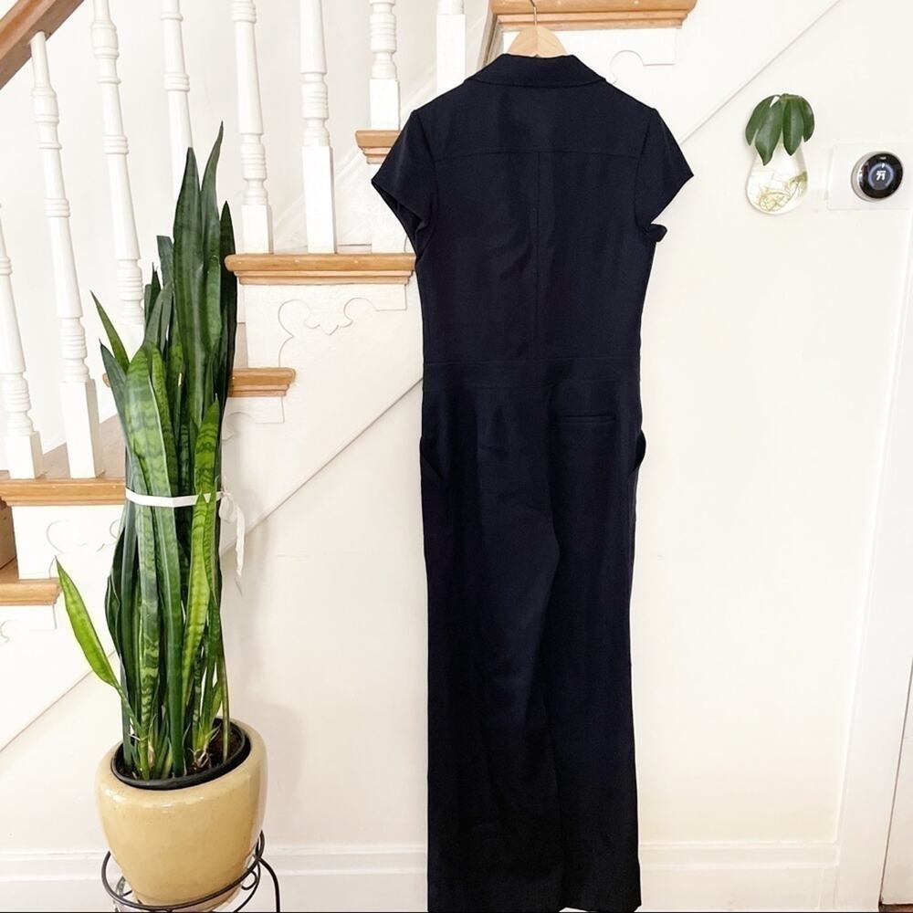 L'AGENCE Black Wool Blend Collared Front-Zip Jumpsuit Size 8 - Picture 6 of 9